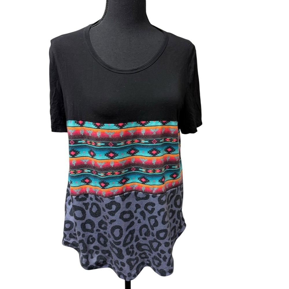 Crazy Train Aztec Leopard Colorblock Western Boho… - image 1